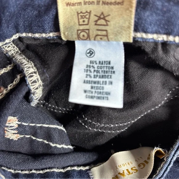 Big Star Liv Skinny Thick Stitch Jeans Women’s 26 R Stretch Dark Wash Low Rise - Picture 10 of 16